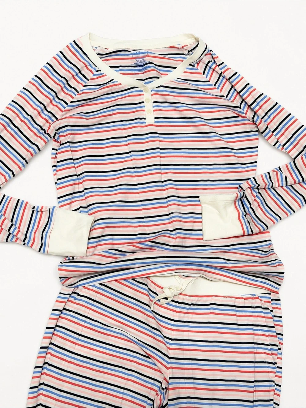 L.L.Bean Super Soft Striped Henley Pajama Set XS